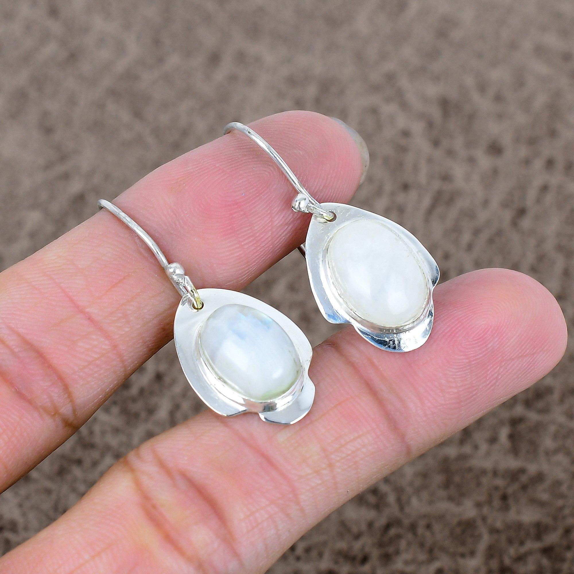 

Moonstone Gemstone Handmade 925 Sterling Silver Jewelry Earring 1.58 KKG-657