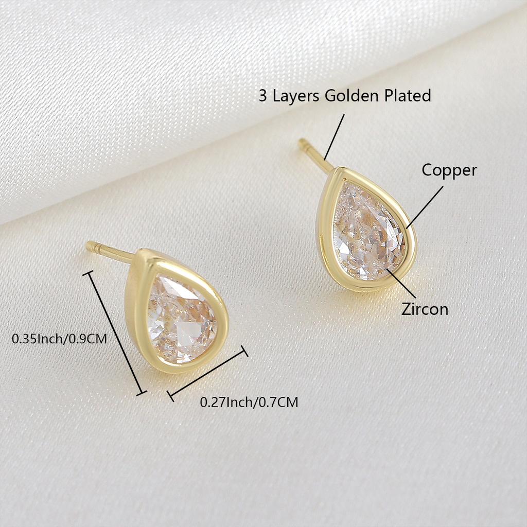 Waterdrop Stud Earrings for Women, Office Wear Ear Bar Studs, Simple and Small, Elegant and Sophisticated Ear Jewelry Accessory