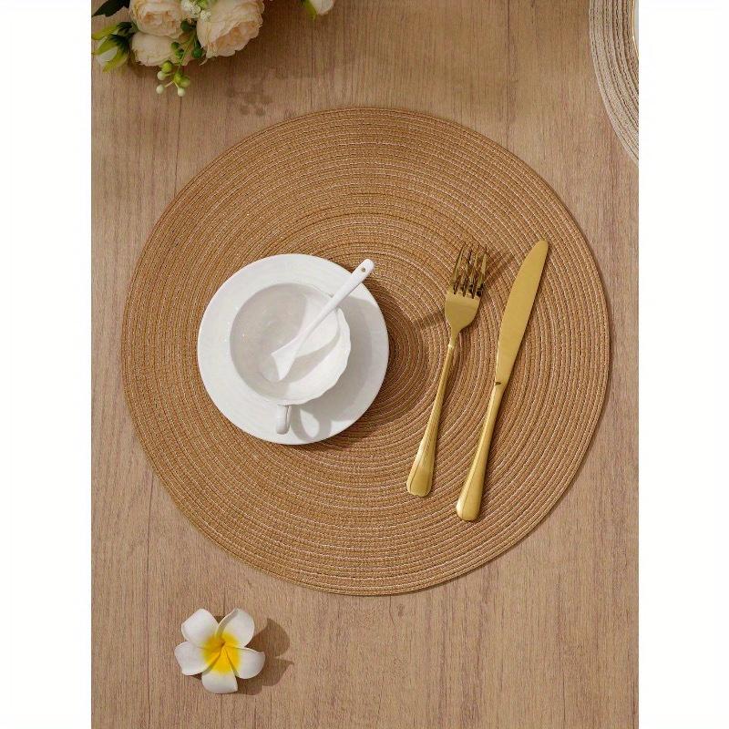 1pc Round Woven Placemat, Machine Washable, Anti-Slip Heat-Resistant Table Mat, Suitable For Home Dining, Festivals And Parties