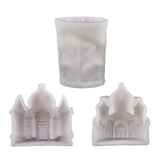 European Castle Candle Mold Silicone Soap Wax Making Mold Flexible Reusable Gypsum Concrete Mold for Home Decor Parties Weddings