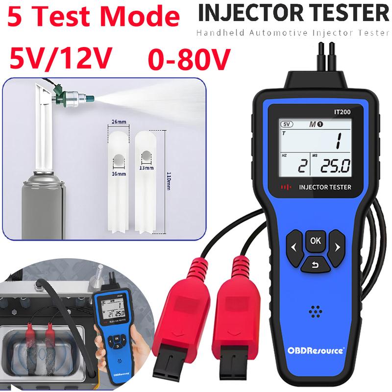 Car Injector Tester Dual IT200 5V 12V Portable Automotive Fuel Injector Test Tool Short Circuit Protection Diagnostic Tool