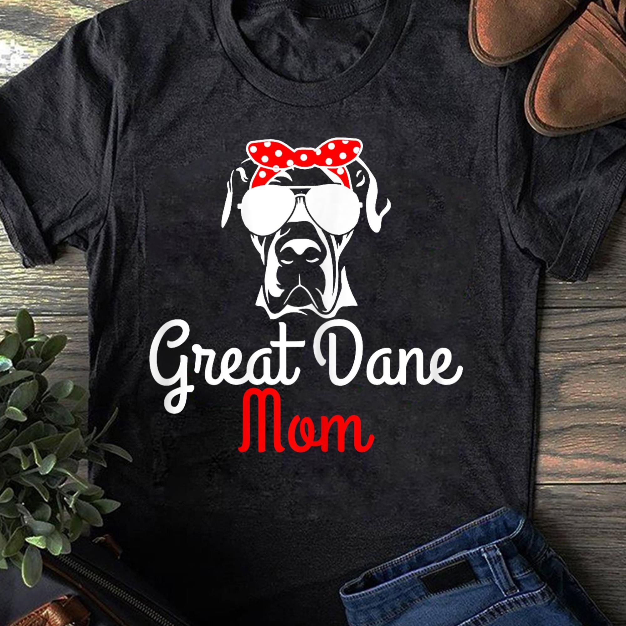 Great Dane Mom Vintage Funny Cute Dog Great Dane Mama Women T Shirts Cotton Tops S чёрный