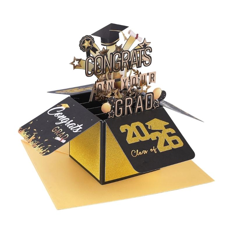 2026 Commemorative Graduation Card 3D Paper Sculpture Greeting Card with Envelope for Commencement Celebration