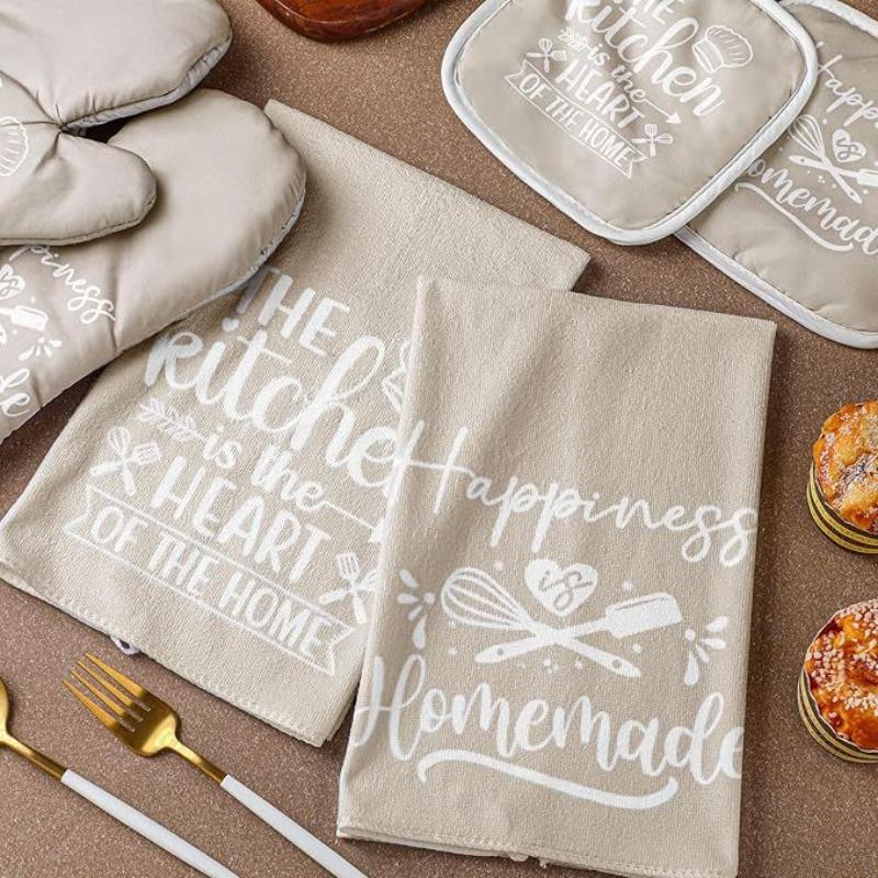 Cotton Thickened Oven Insulated Gloves Insulated Placemat Thickened Absorbent Kitchen Towel Kitchen Baking Set