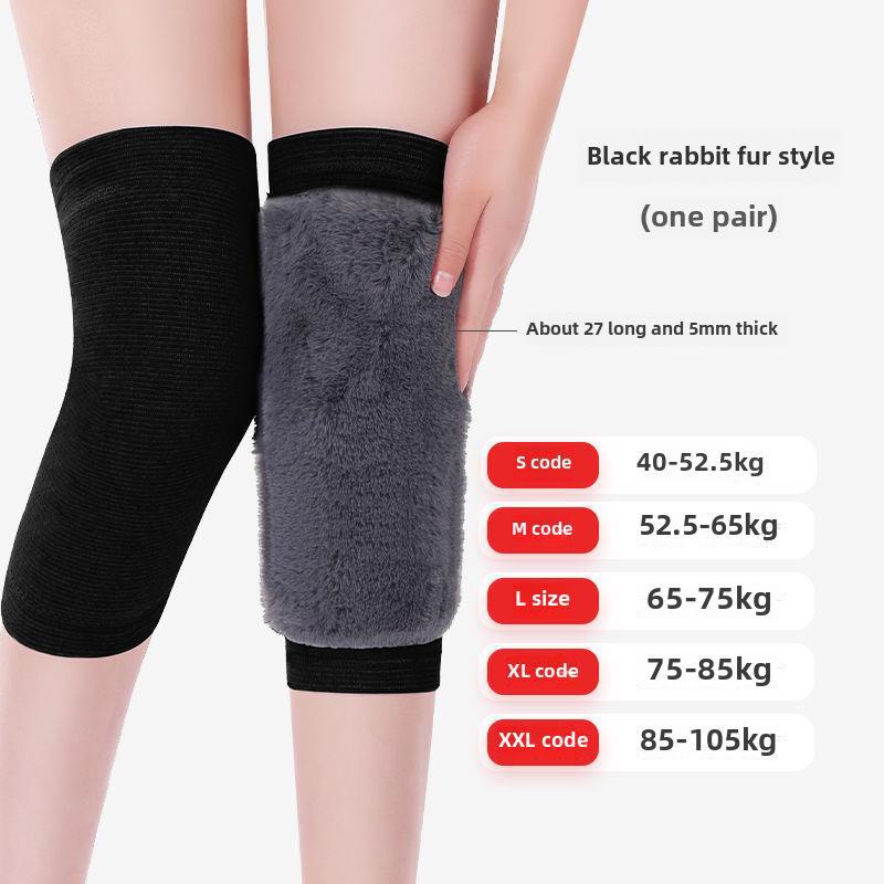 Thickened Winter Rabbit Fur Knee Pads for Warmth and Comfort