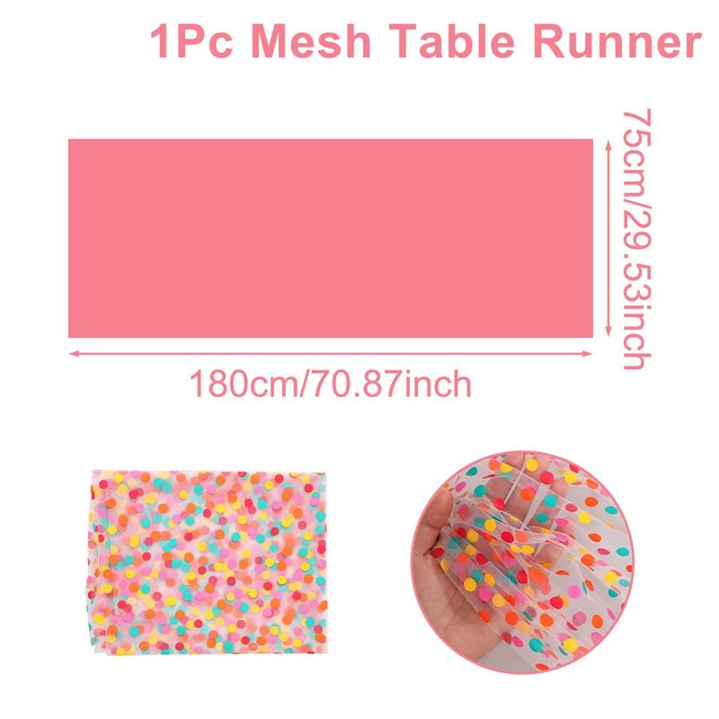 

Rainbow Dots Tulle Mesh Table Runner Birthday Party Decoration Kids Table Decor Wedding Birthday Baby Shower Party Supplies