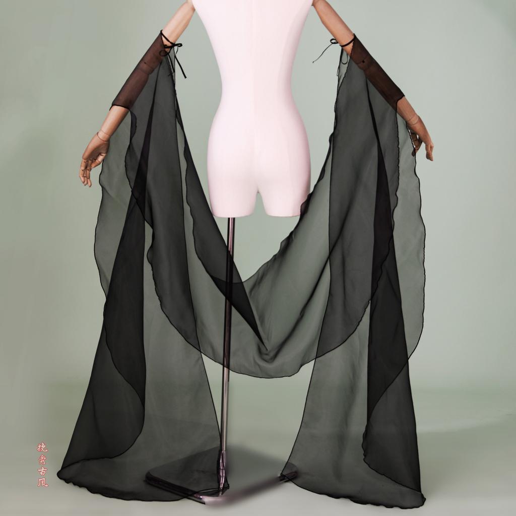 Detachable Sheer Chiffon Long Flowing Arm Streamers Tie On Wide Fairy Sleeves For Hanfu Dance Cosplay Photoshoot