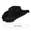 Large Brim Cowgirl Hat Women Music Festival Felt Hat Wedding Party Cowboy Cap