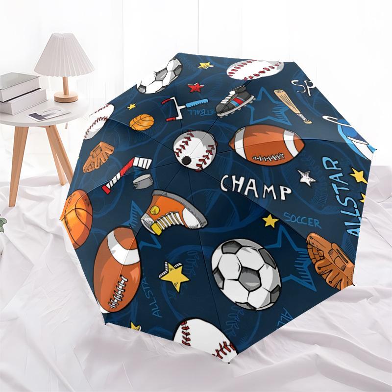 1pc Sports Champions Automatic Umbrella with 8-Rib Compact Design, Foldable & Portable for Outdoor Leisure, Everyday Use175