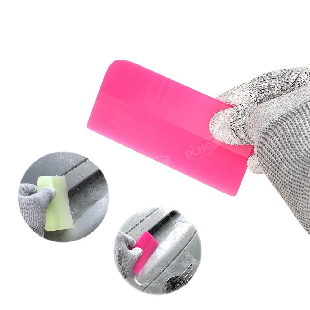 4.7x2.1 Inch Pink Scraper Soft Rubber Car Window Squeegee Glass Auto Water Vinyl Blade Scraper Home Wrap Tools Office Tint Wiper TPU polyurethane