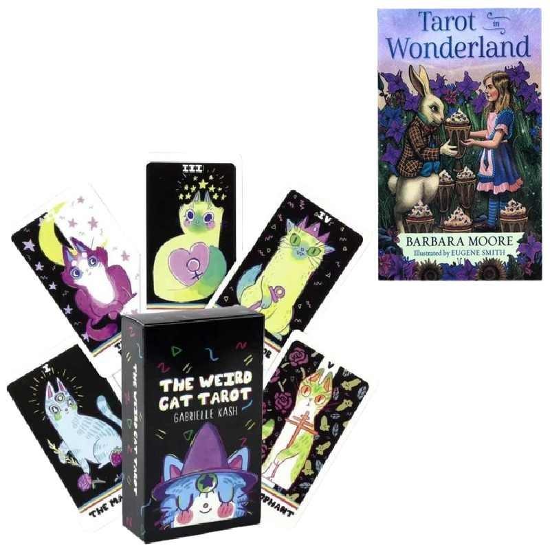 The Weird Cat Tarot In Wonderland Cards Set With Colorful Box For Divination And Entertainment