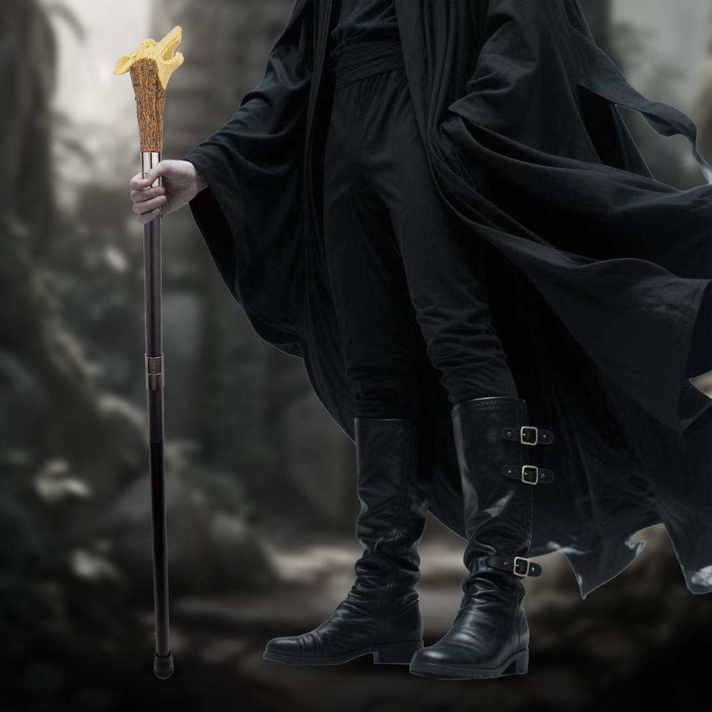 Yellow Resin Wolf Head Tree Root Walking Cane Fashion Decorative Steel Stick Gentleman Elegant Cosplay Cane Knob Crosier 94cm