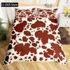 Brown Cowhide Duvet Cover Patchwork Cow Fur Farm Animal Bedding Set Western Farmhouse Retro Style Quilt Cover For Bedroom Decor