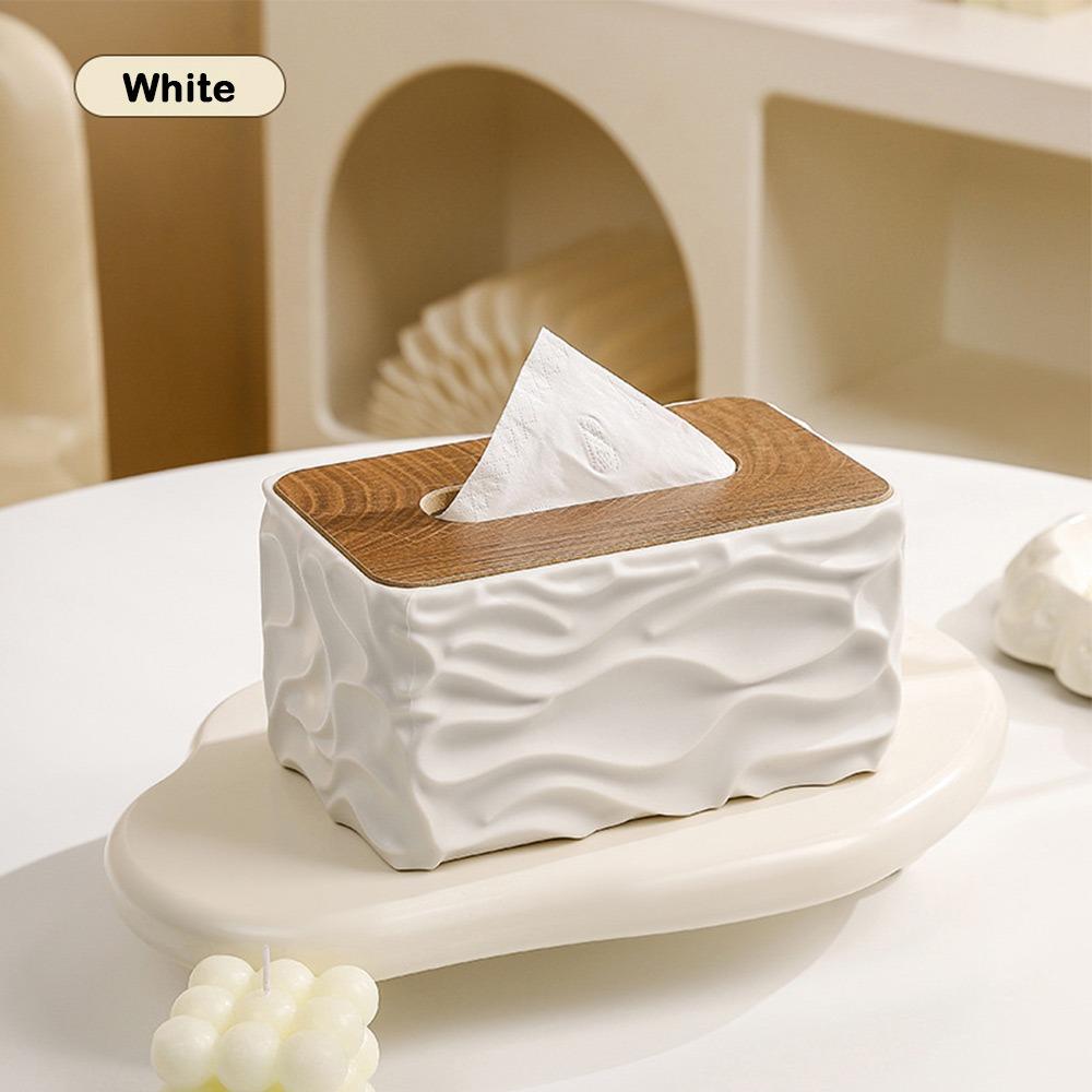 Durable Large Capacity Tissue Box Cover Dust-proof Creative Tissue Storage Box Wooden Lid Elegant Tissue Box Holder Living Room