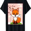 Kawaii Fox  Kitsune Sakura Cherry Blossom T-Shirt(1)