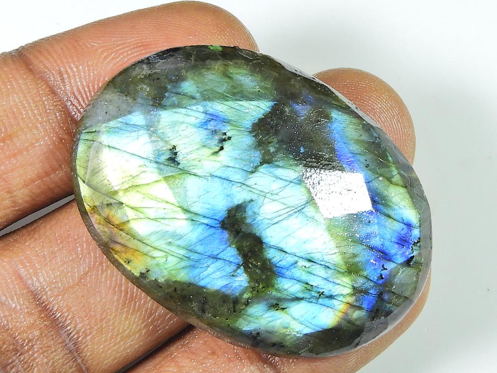 Labradorite Oval Facted Cut Crytsal Loose Natural Gemstone 31X43X09 MM SK-1335