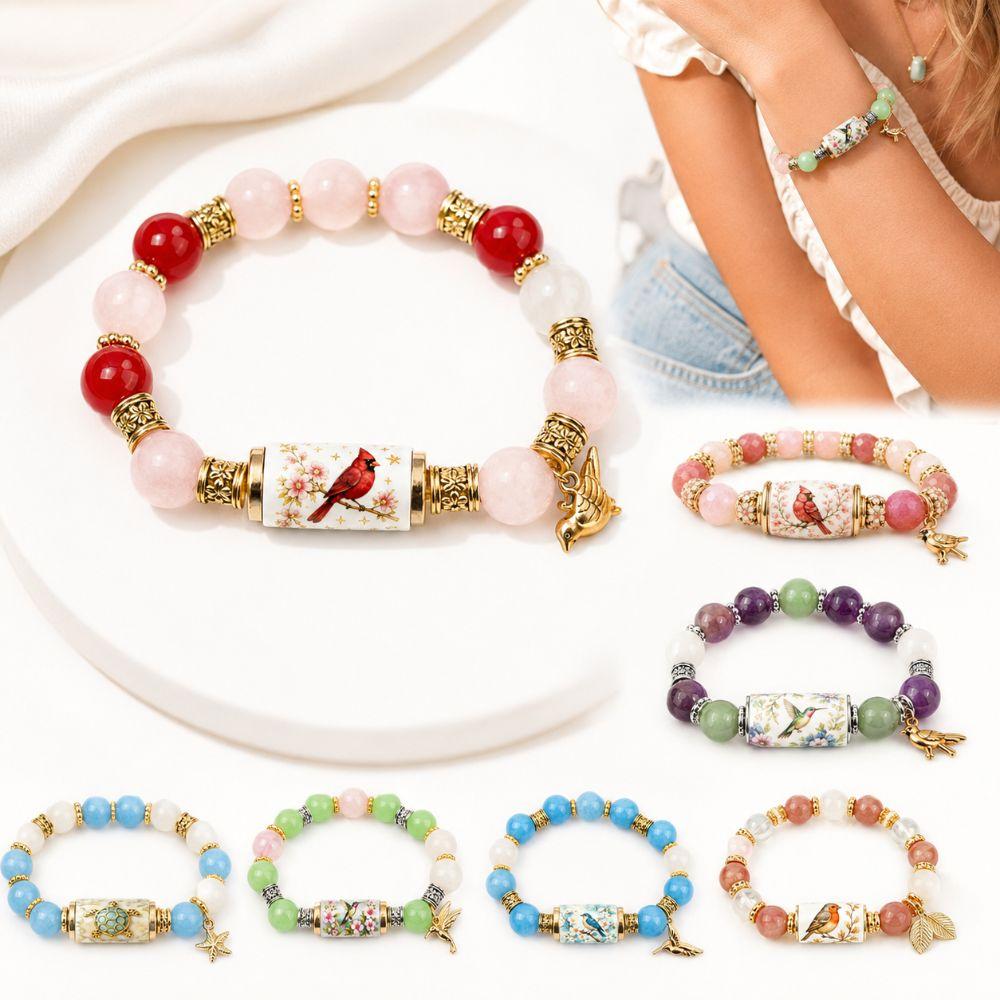 with Pendant Hummingbird Bracelet Elastic Beaded Bracelet Metal Tube Crystal Bracelet  Party Favors