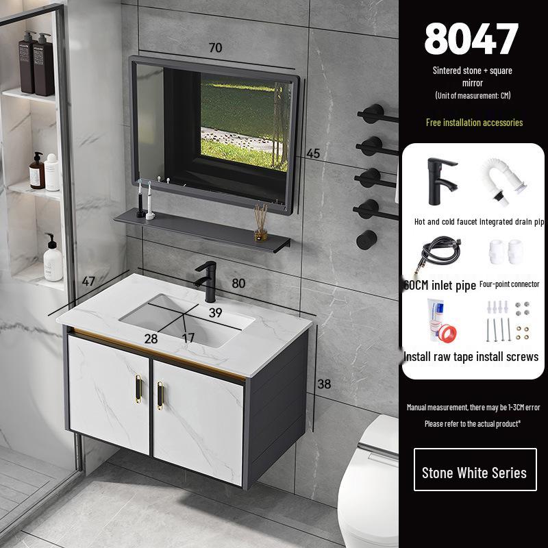 Luxury Space Aluminum Bathroom Vanity with Integrated Ceramic Basin for Compact Spaces