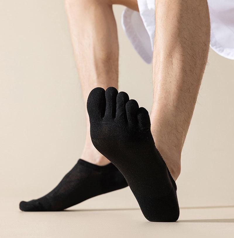 NEW Running Men's Open Toe Socks Elastic Short Solid Cotton Sweat-absorbing Man Five Finger Invisible Low Cut Boat Ankle Sock