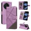 For OnePlus 13 Leather Case Geometric Line Design Wallet Phone Cover with Wrist Strap
