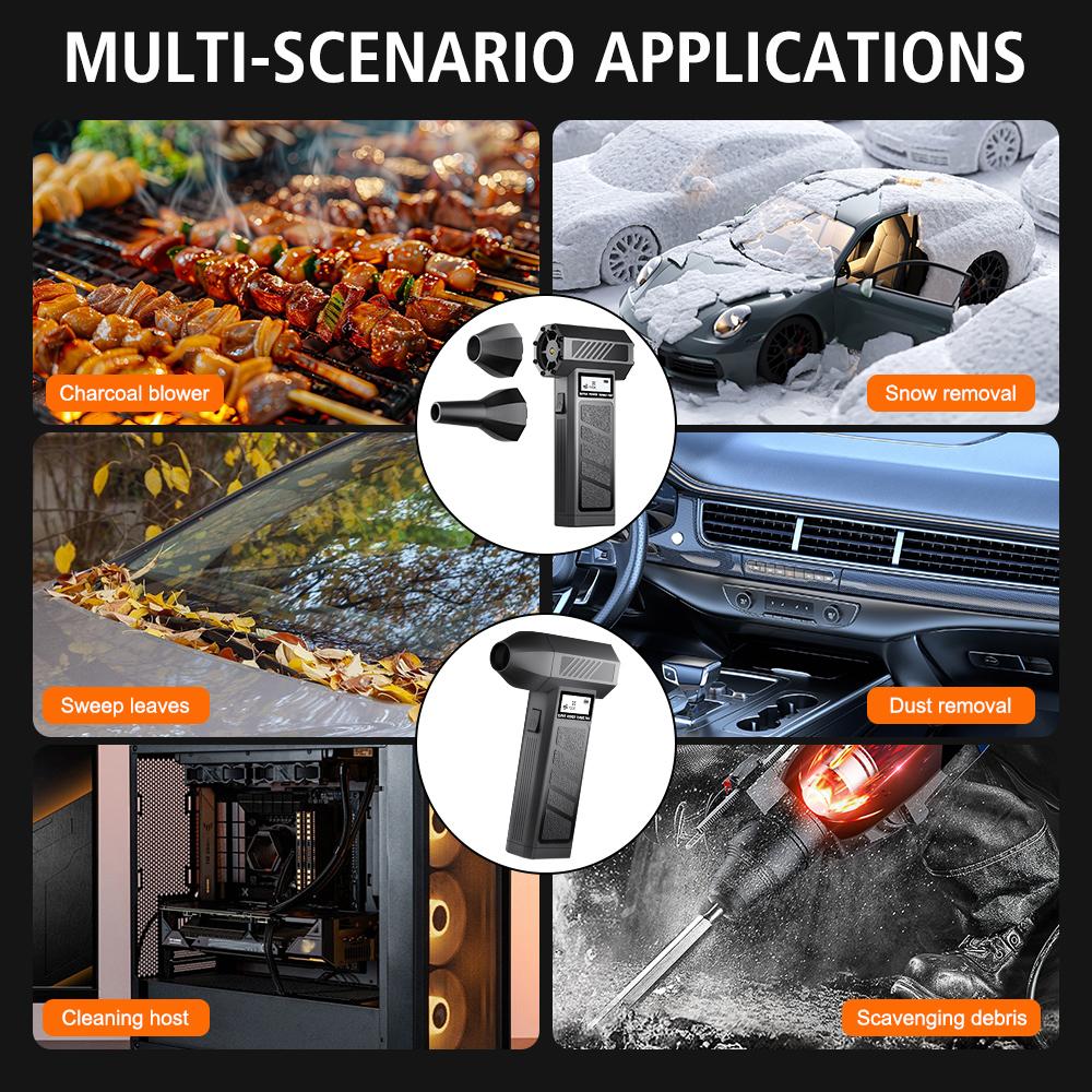 Portable 130000 RPM Type-C Charging Electric Air Duster Car Blowing Snow Cleaning Blower Tool 4 Gears adjustable Turbo Jet Fan