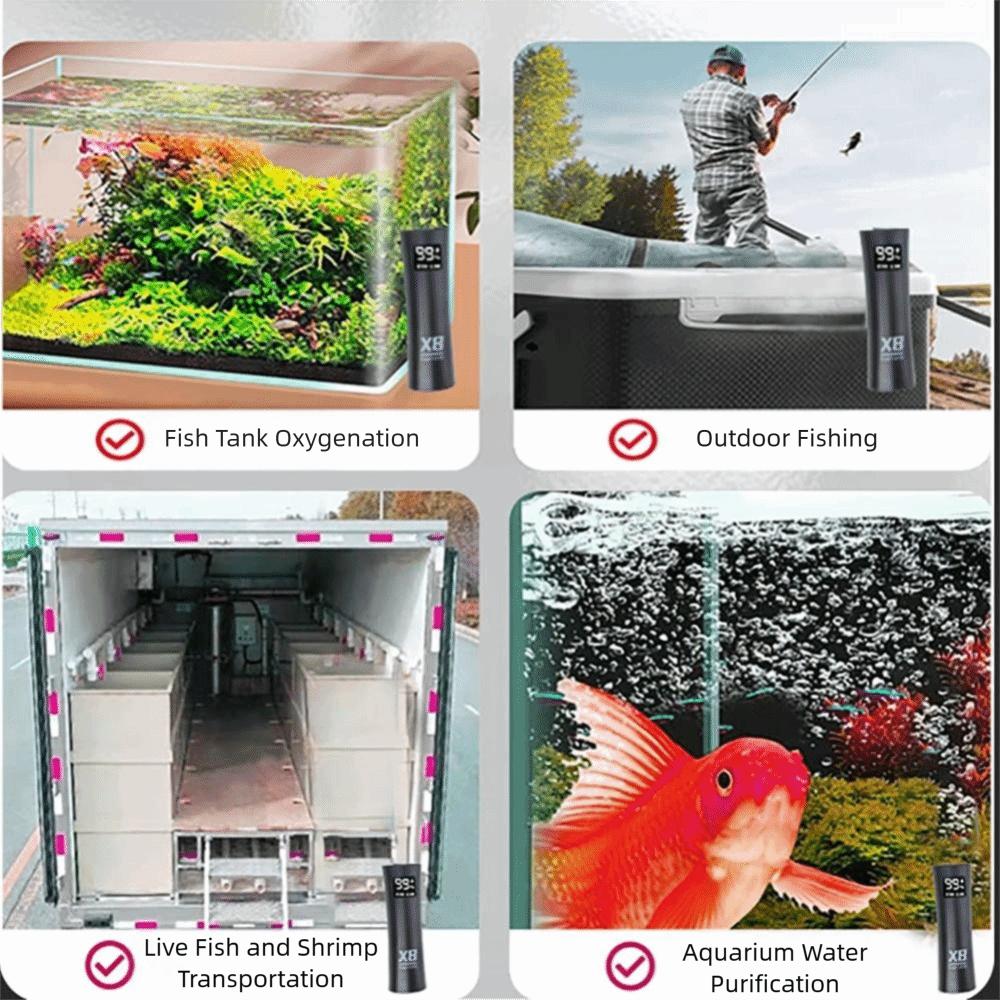 Portable X8 Oxygen Pump USB Rechargeable 5W Fish Tank Aerator Multifunctional Quiet Fish water pump For Outdoor Fishing/Aquarium