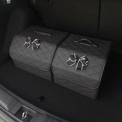 Boîte Organisateur de Coffre de Voiture Grande Capacité Sac de Rangement Ménager Multi-Usage Pliable en Cuir Rangement Nettoyage Boîtes de Rangement d'Urgence