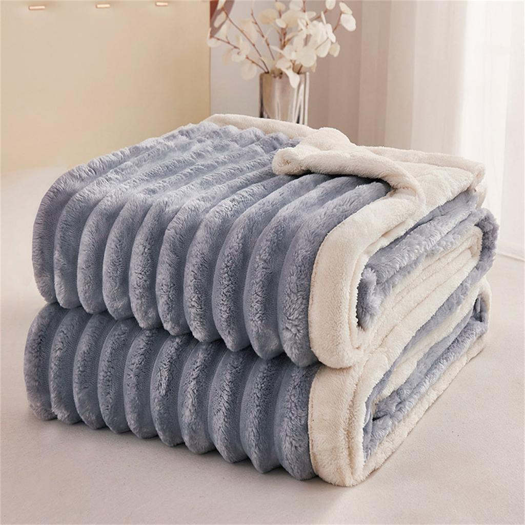 Plush Double Layer Fleece Throw Blanket Soft Warm Cozy Lightweight 150x200cm Suitable for Home Office Travel Use