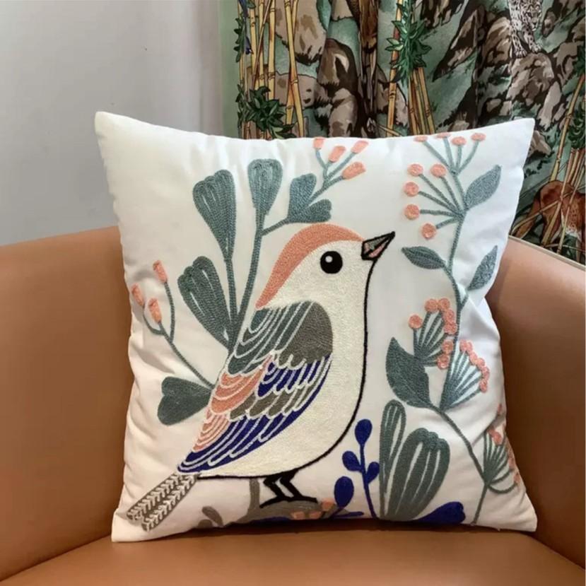 Flower Pillow Cover Towel Embroidered Sofa Throw Pillow Cover Decorative Square Cushion Case for Sofa Bedroom 45x45 Pillowcase