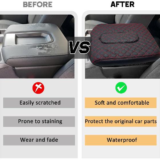 Center Console Cover for Chevy Silverado/GMC Sierra Accessories 2019-2023 2024 2025 2026 Armrest Cover Middle Console Armrest Lid Leather Protector