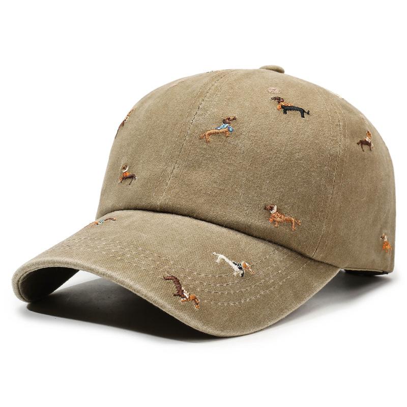 Spring Autumn Puppy Embroidered Soft Top Baseball Cap Vintage Hat