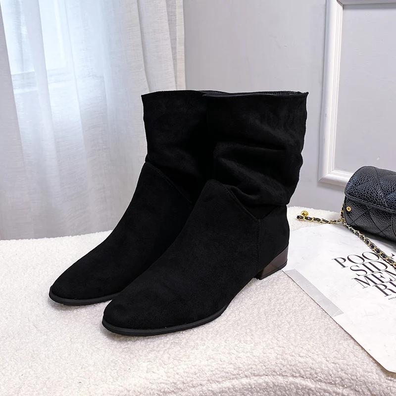 Jaro Podzim Ženy Kotníkové boty Móda Špičatá hranatá Nízké podpatky Ležérní Krátké kozačky Dámské Nazouvací boty