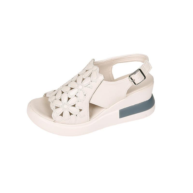 Thick-soled wedge sandals women's new summer high-heeled fish mouth women's shoes hollow height-increasing muffin shoes size 42