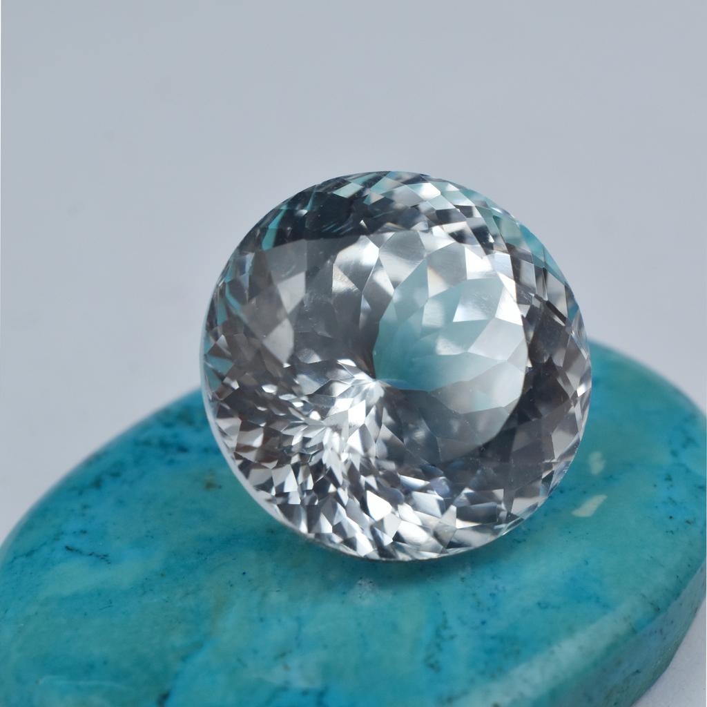 Natural White Sapphire 32.3ct Round Cut Certified Loose Gemstone