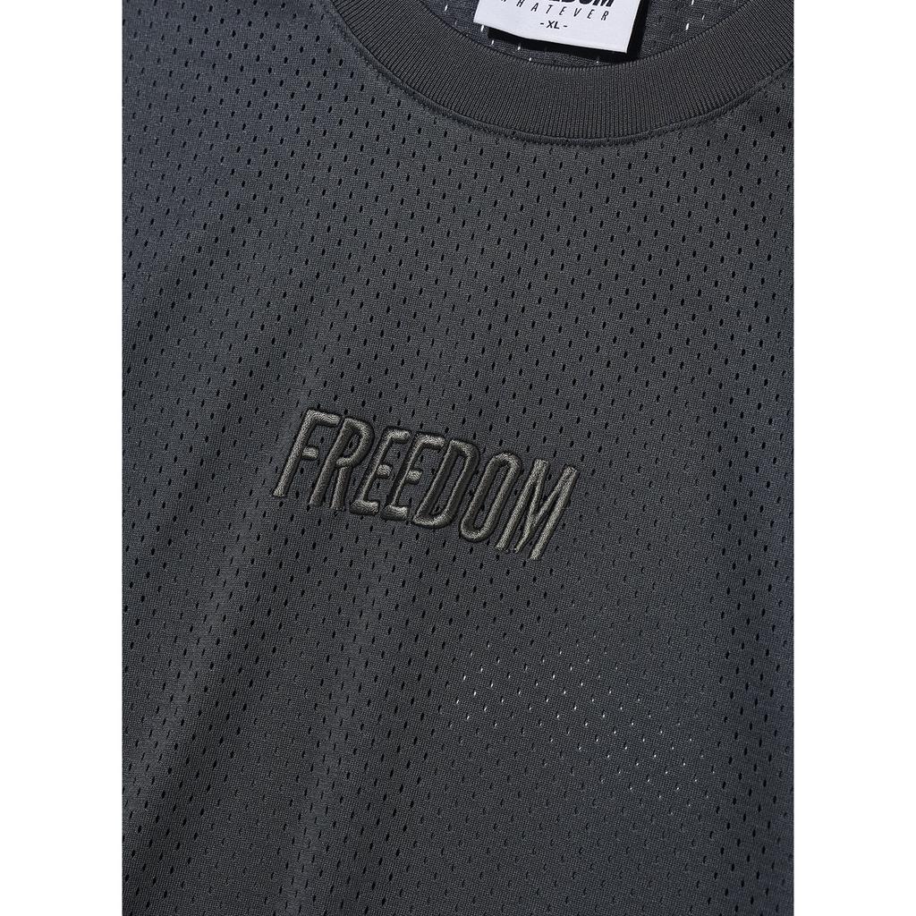 FREEDOM Logo Mesh Oversized T-Shirt (Dark Gray)