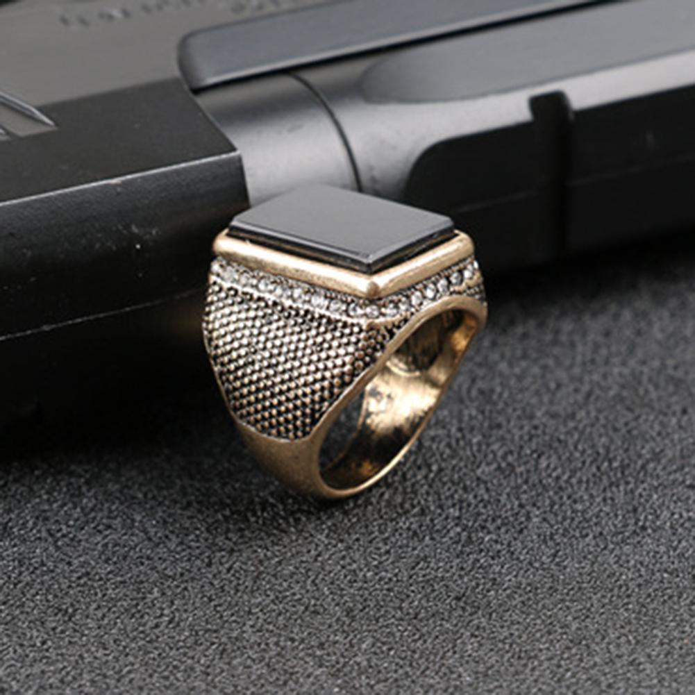 Lyx Mellanöstern Stor fyrkantig strass Män Finger Ring Smycken Dekor Present