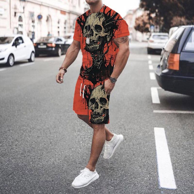 Summer Fashion New T-shirt Set Fun Men's Printed Sports Set 2-piece Set Men's Sportswear Hip Hop Street Wear XS-6XL