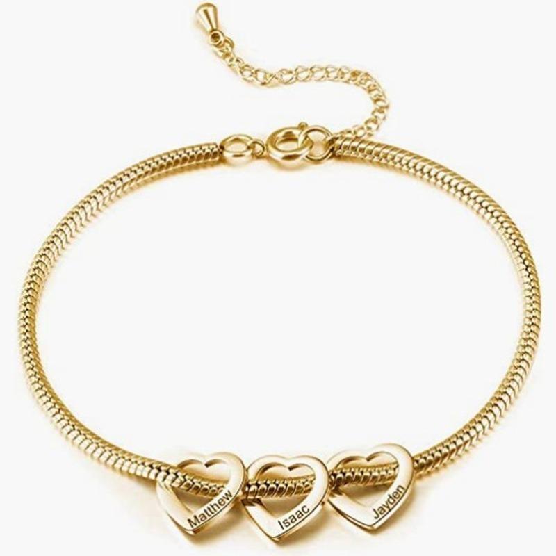 Women's Personalized Adjustable Anklet Bracelet, Stainless Steel Heart-shaped Love DIY Name Anklet, Women's Jewelry