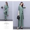 2023 Women's Fashion Three-Piece Set: Wide-Leg Pants, Temperament Coat & Casual Crop Top