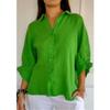 Women's Spring Cotton Linen Back Tie Design Shirt Polo Neck Single Breasted Women's Loose Casual Blouses Commute Daily Style