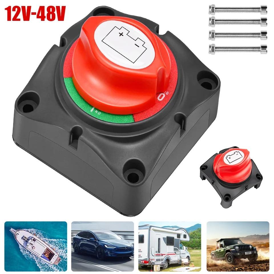 Auto Battery Disconnect Switch 12V 48V Marine Battery Switch Copper Battery Cut Off Switch for Camper Car Auto RV Marine Boat