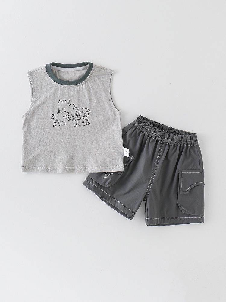 Baby Boy Sleeveless Cotton Vest & Shorts Set - Summer 2-Piece Outfit