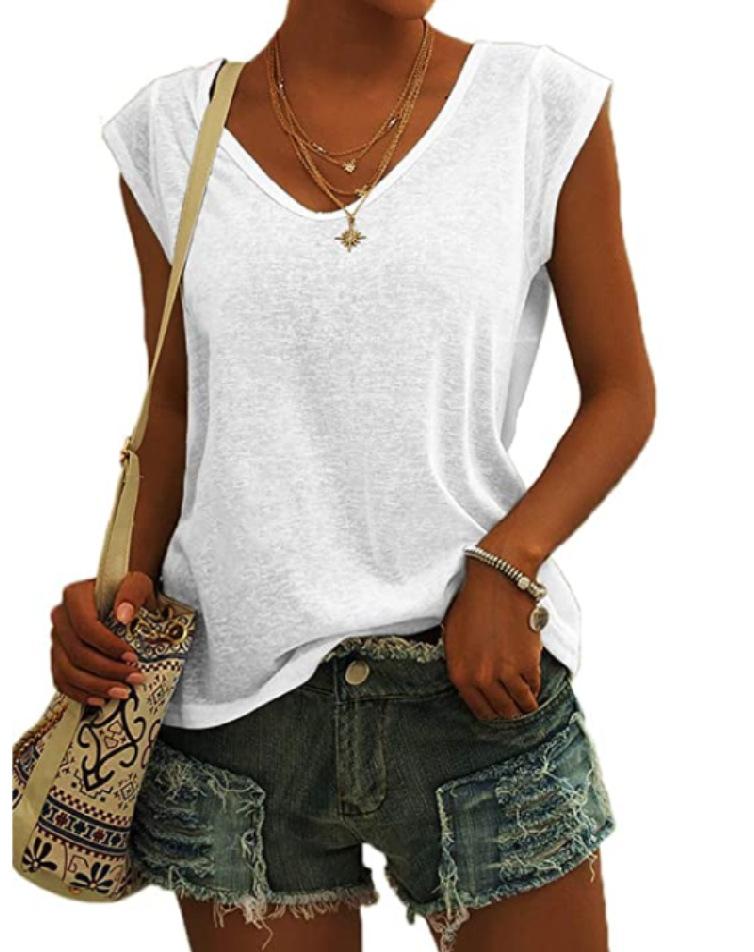 Damemote Ny Ensfarget Tank Top Sommer Bluser T-skjorte Uformell Loose Fit Basic skjorter Tank Tops