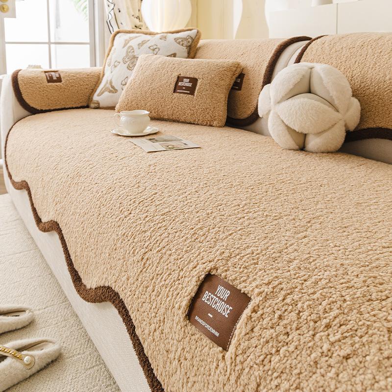 Irregular Shaped Sofa Cover Fabric New One-piece Anti Slip Straight Row Sofa Cushion Cover Wear-resistant Autumn and Winter
