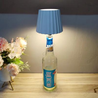 LED Wine Bottle Base Rechargeable Desk Led Lamp Battery Operated Bar Restaurant Dining Mushroom Lamp Holders Night Light Decor