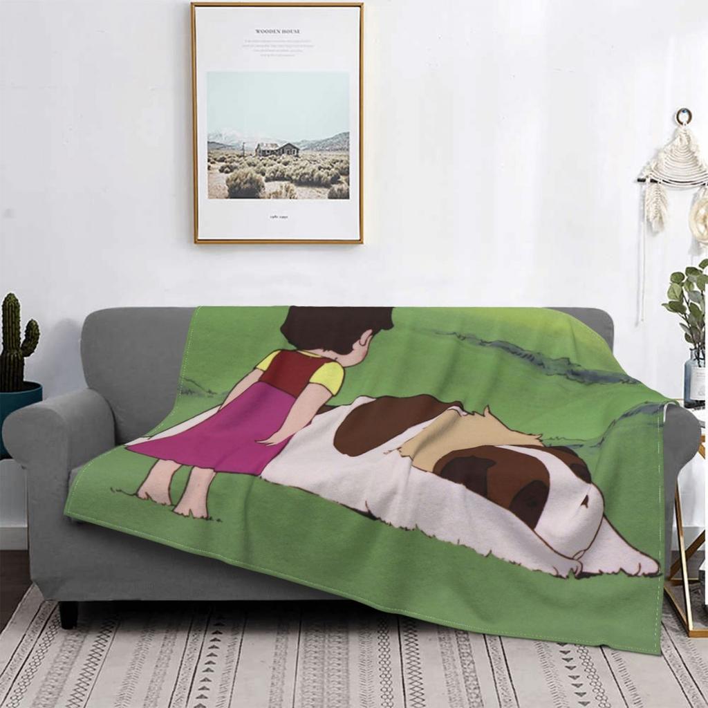 Heidi Ein Mädchen aus den Alpen Decke Fleece Ganzjahres niedlicher Cartoon Multifunktionale Weiche Kuscheldecke für Bettwäsche Schlafzimmer Bettüberwürfe