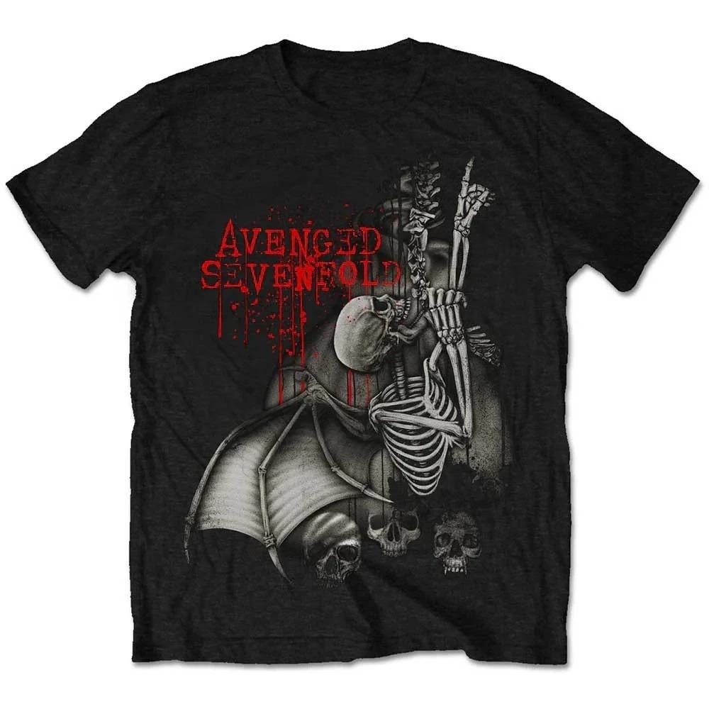 Herren Oberteil Rock Dunkel T-Shirts Avenged Sevenfold Band Nightmare Schwarz Klassischer Stil T-Shirt Grafik Kurzarmshirt Unisex