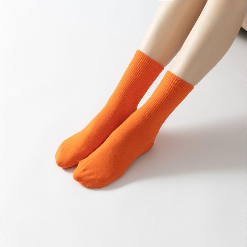 

All Year Round Wearable Long and Mid-Calf Length Calf Pure Color Yoga Socks Vitality Orange