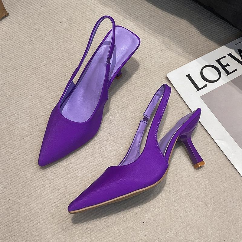 Fashion Designer Plus-size High Heels Women's Pointed Thin Heels Back Lift Sandals Fashion Temperament Women's Shoes Red High Heels cm violetto