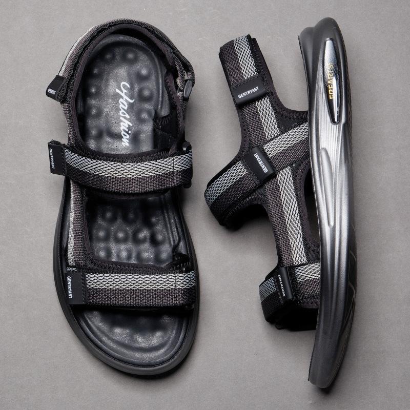 

Beach shoes men s lightweight 2024 summer new open-toed Velcro sandals soft elastic casual wear-resistant outdoor slippers 44